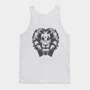 Lion Head with round glasses and bow tie Tank Top